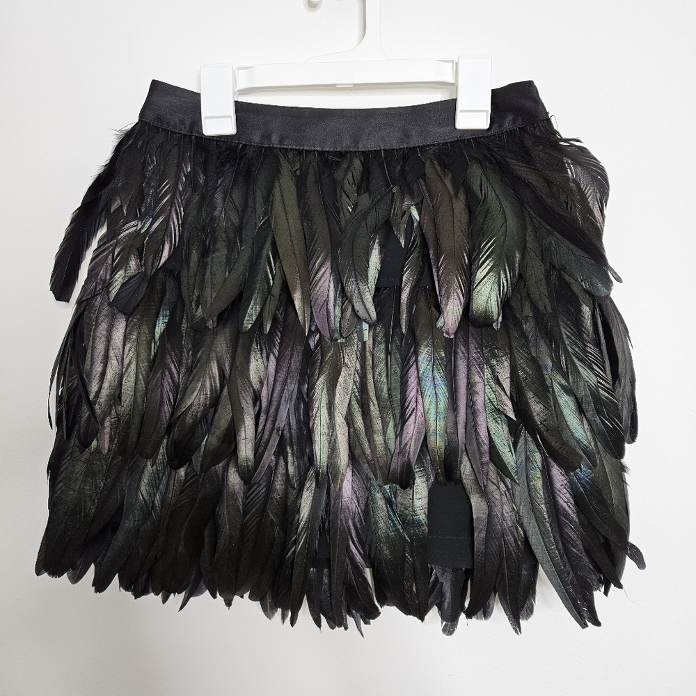 Edition Express Feather Iridescent Mini Skirt Size 2